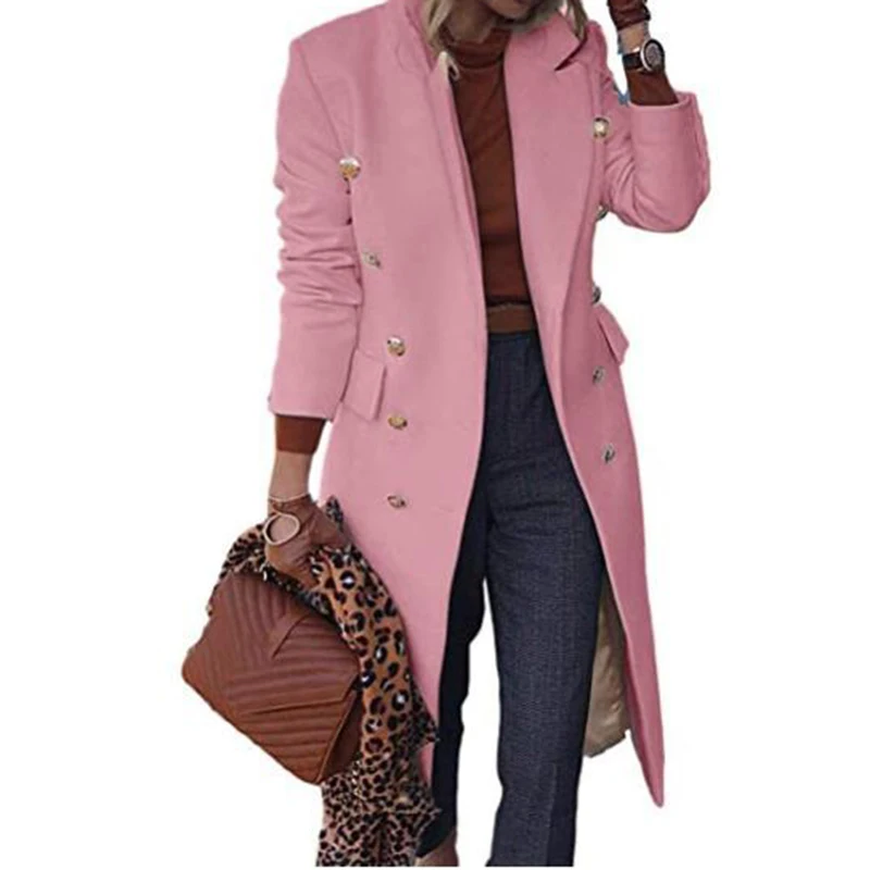 

Woolen Coat Women 2021 New Autumn Winter Single-Breasted Blended Mid-Length Woolen Overcoat Slim Elegant Coats Female LD2526