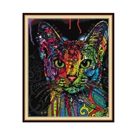 colorful cat christmas cross stitch kits embroidery kits dmc 14ct 11ct printed canvas sets for needlework diy hand arts crafts