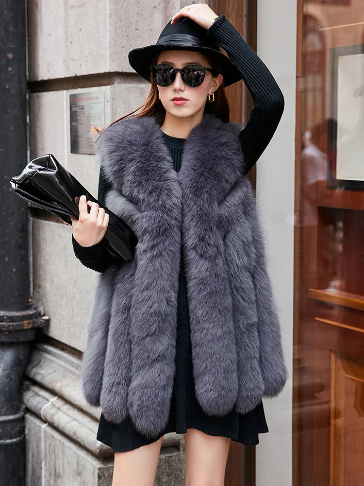 Куртка женская короткая из натурального меха лисы пальто в Корейском стиле