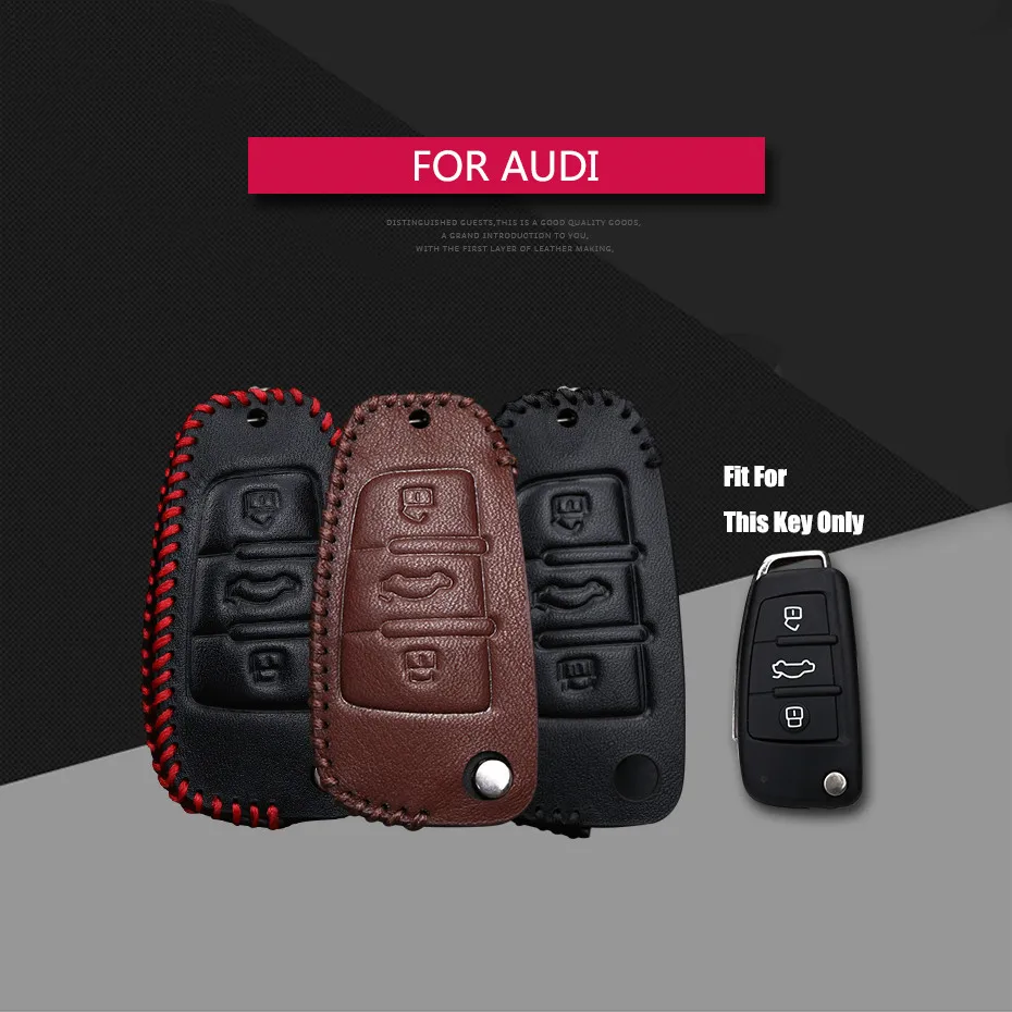 Чехол для ключей из натуральной кожи Audi A6L A3 A4 B6 B7 B5 Q7 R8 TT Q3 Q5|Футляр автомобильного