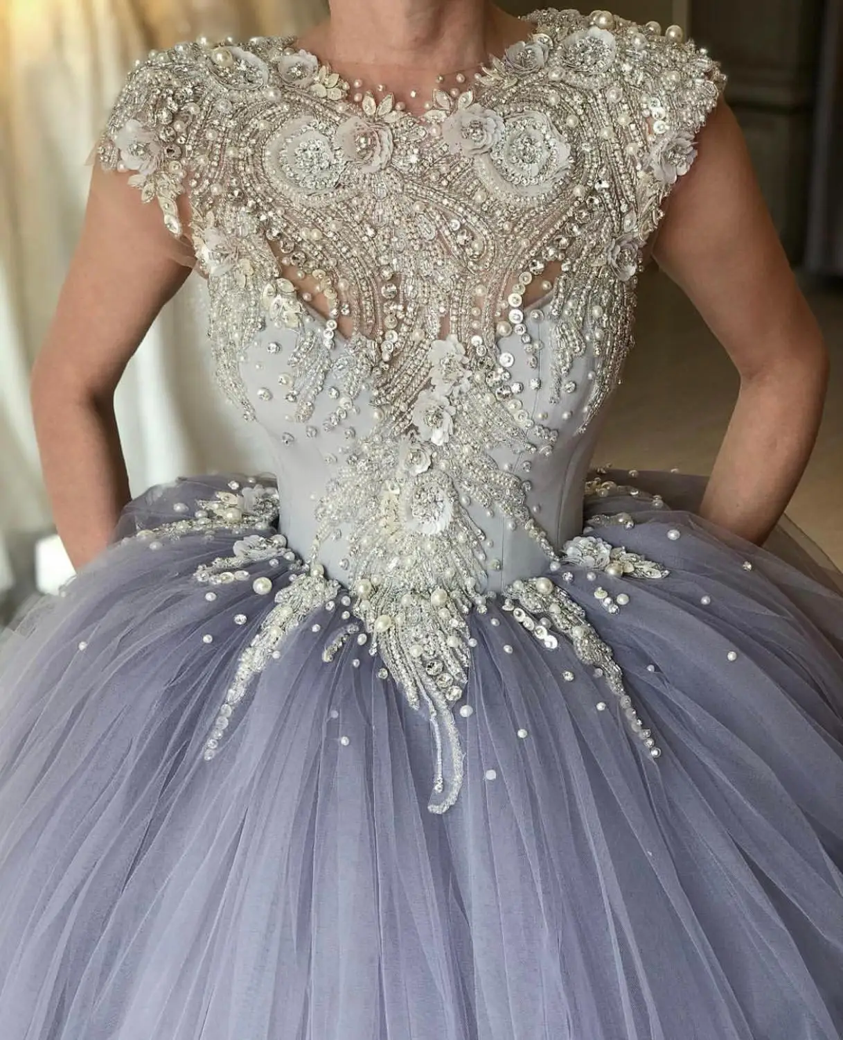 Шикарный украшенный бусами 3D цветок Выпускные платья 2019 роскошные пышные Тюль