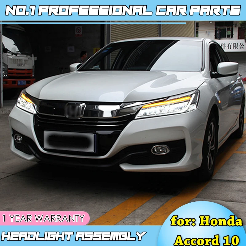 car accessories for Honda Accord 10th Headlights 2016 2017 LED High Beam Low With Yellow Turning Signal Bar | Автомобили и