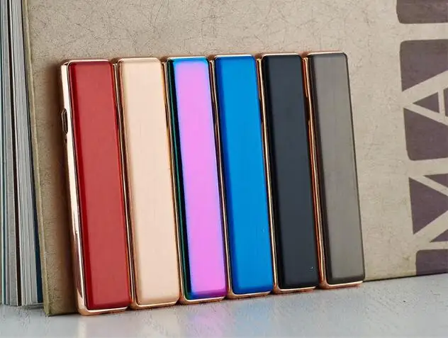 Электронная зажигалка, Usb перезаряжаемая зажигалка, беспламенная курительная зажигалка, роскошная металлическая ультратонкая зажигалка для мужчин