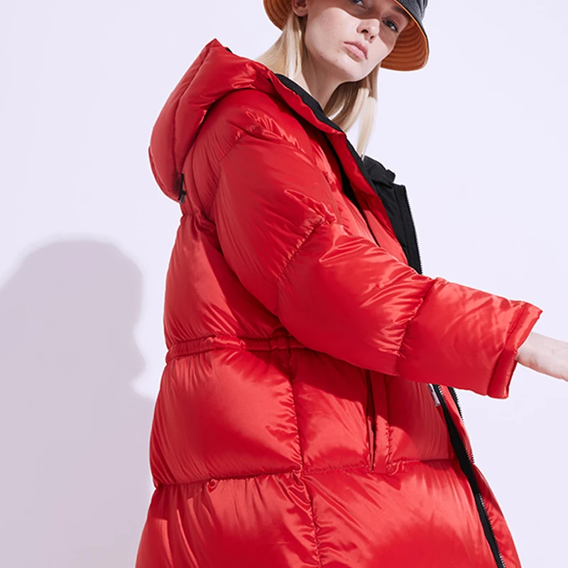Новинка 2020 зима осень 90% белый утиный пух Женская куртка длинный пуховик теплая