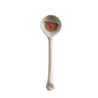 handmade ceramic tableware stoneware spoon rice spoon soup spoon creative cute hand painted long handle ceramic spoon