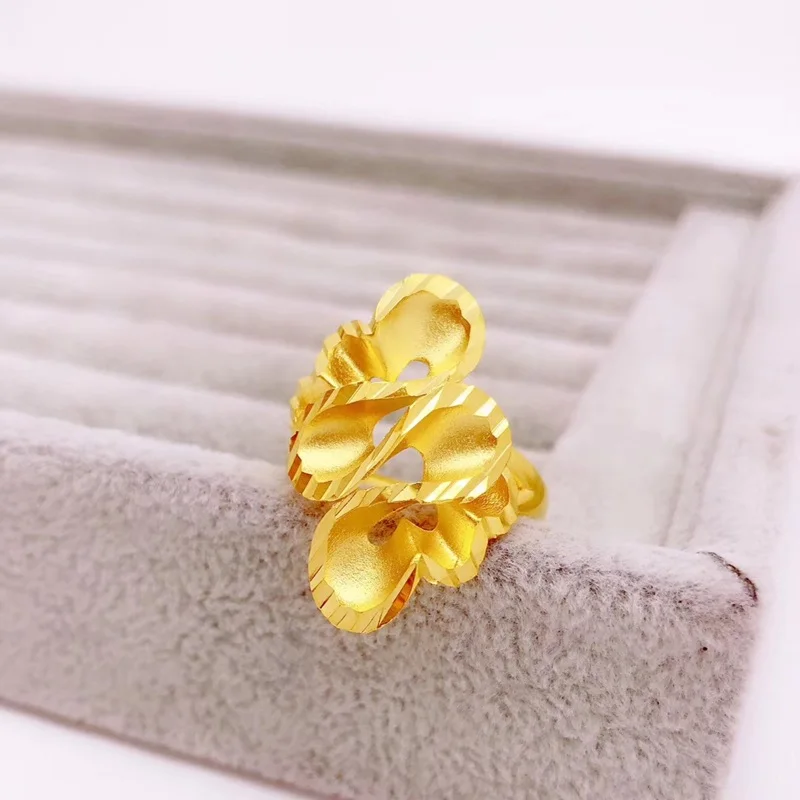 

OMHXFC Jewelry Wholesale YM369 European Fashion Hot Fine Woman Girl Party Birthday Wedding Gift Wave Resizable 24KT Gold Ring