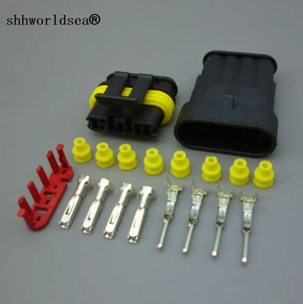shhworldsea 1sets 4 pin 1.5MM waterproof wire connector female male electric fuel pump harness plug 282106-1 282088-1 | Автомобили и
