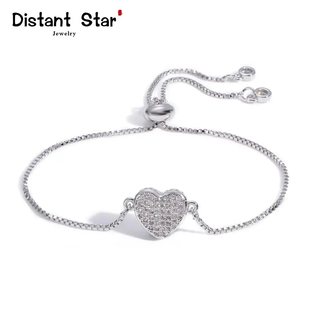 Для женщин браслет романтическое сердце медь Радуга с цирконом femme змея цепи cz