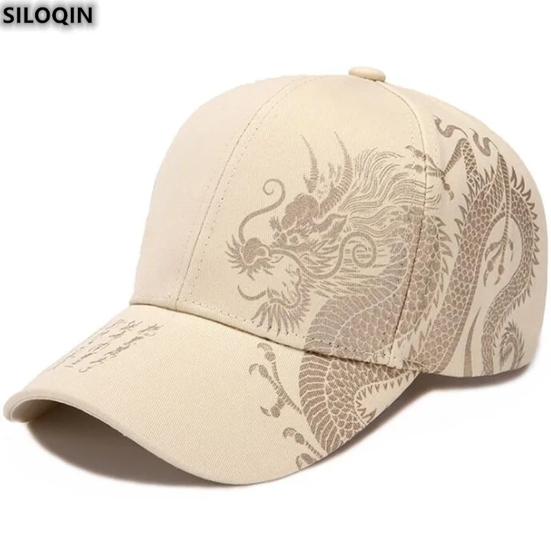 

SILOQIN Summer Men's Printing Dragon Shape Baseball Cap Fashion New Female Spring Adjustable Size Shading Sun Snapback Hat