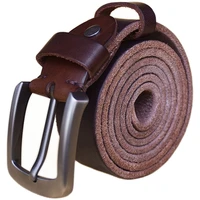 beafiry mens leather belt pin buckle fashion single cow leather retro waist strap belt classic dark brown black