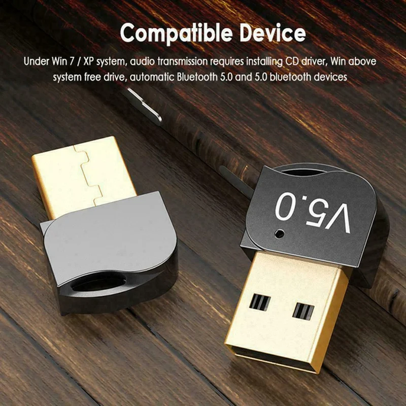 

USB 5.0 Bluetooth Adapter 2.4GHz Wireless Dongle for PC Mouse Windows Win10/8 Bluetooth Receiver Transmitter