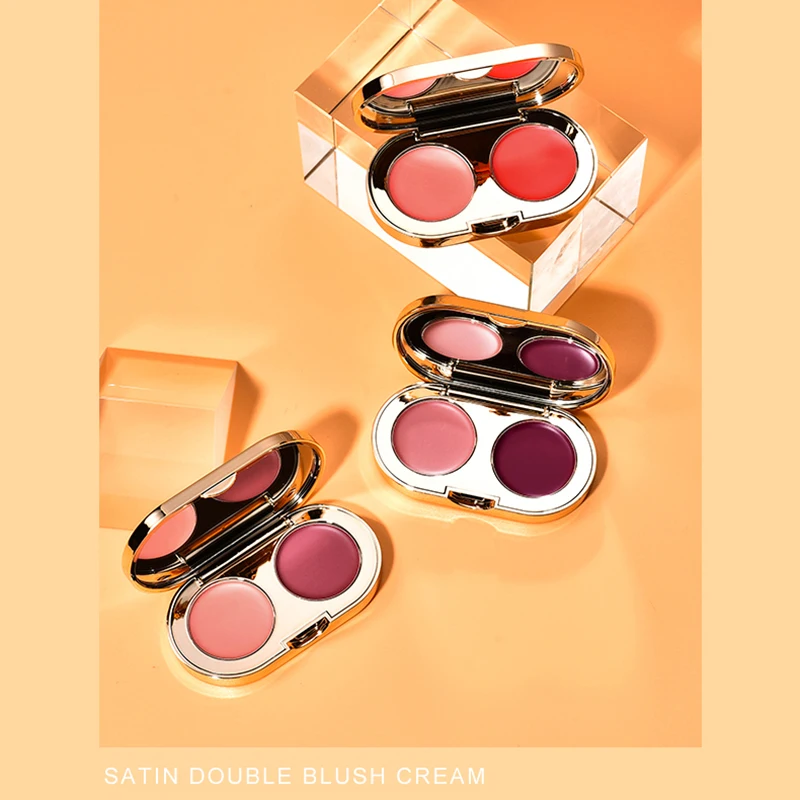 Двухцветные румяна кремовая палитра осветляющая кожу долговечный блеск