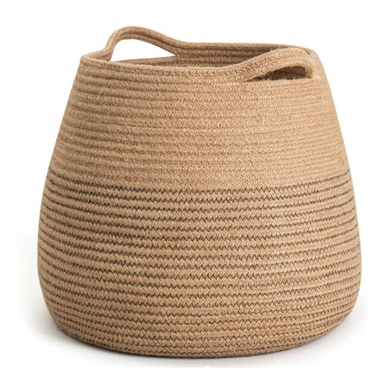 

Новинка-Ручная плетеная корзина для хранения из хлопчатобумажного каната для хранения ведро простой Настольный контейнер для домашнего де...