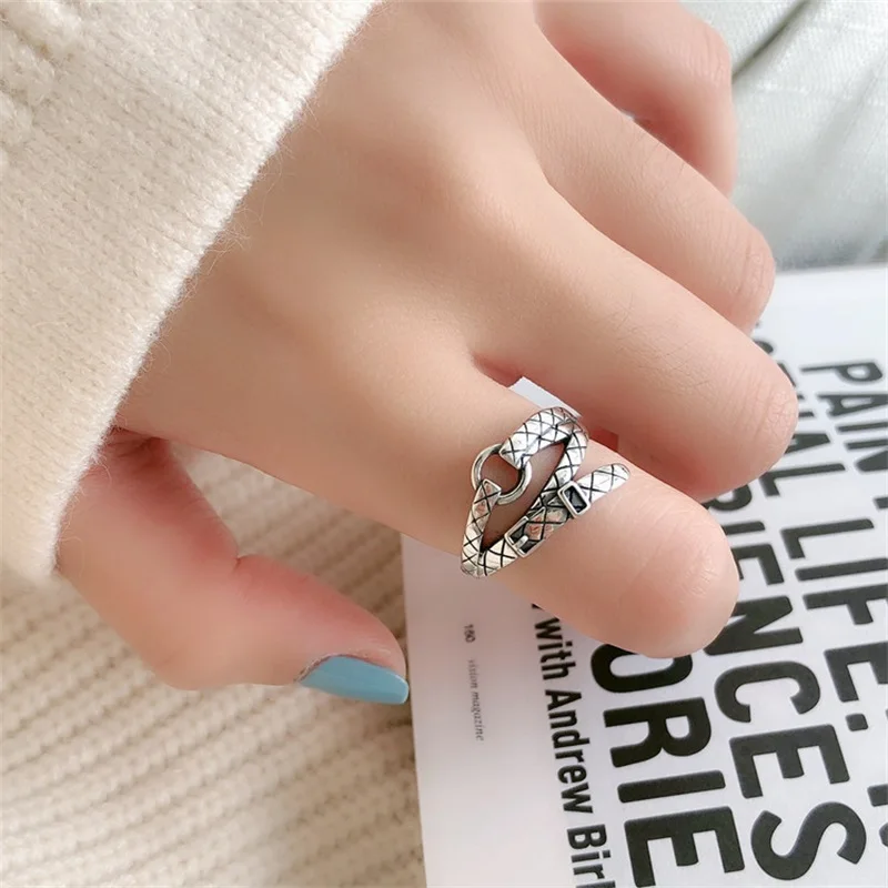 

VENTFILLE 925 пробы серебряные роскошные известные брендовые свадебные наборы форма ремня Регулируемые кольца ретро подарки для женщин