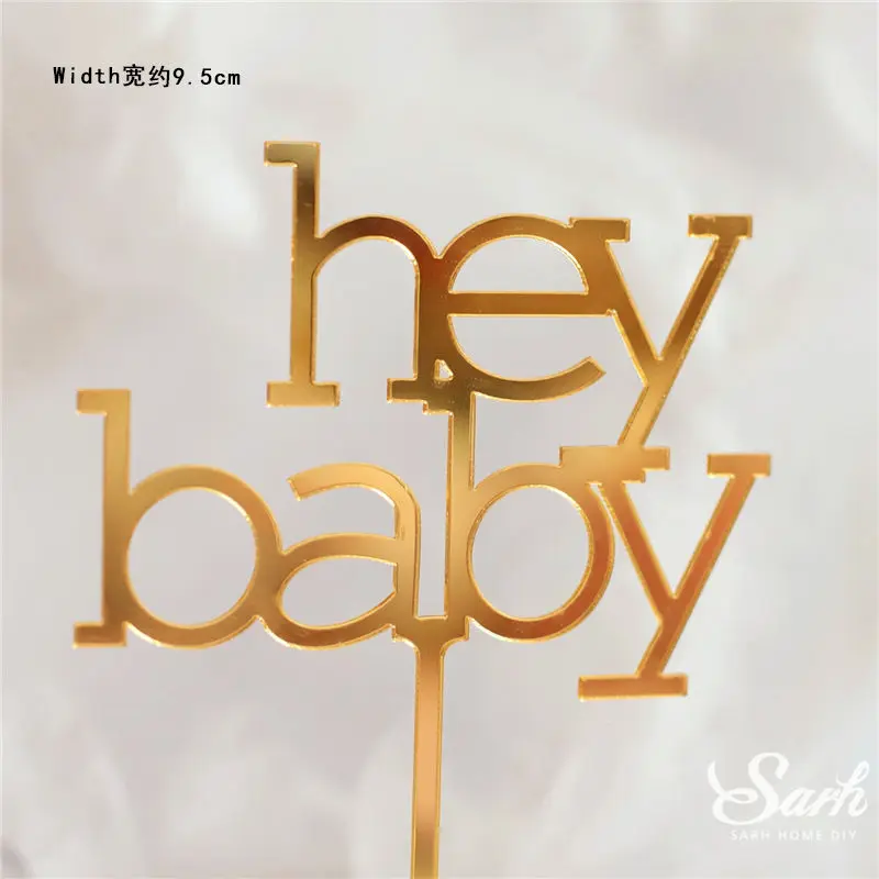 2pc hey baby 2 шт., золотой, черный, с надписью «Happy Birthday», «Oh Baby», крючок, топпер для торта, для выпечки, вечерние украшения, подарки на день Святого Валентина, юбилей, любовь - Цвет: 2pc hey baby