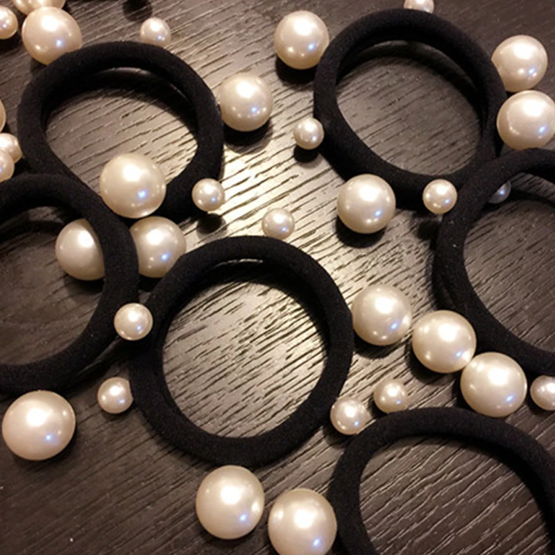 Женская резинка для волос с белым жемчугом эластичная заколка хвоста аксессуар