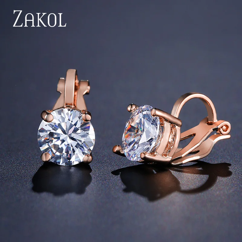 ZAKOL Cubic Zirconia Clip Earrings для Дамская Мода Ювелирные изделия из кристаллов серьги женские Свадебная вечеринка подарок наивысшего качества FSEP526