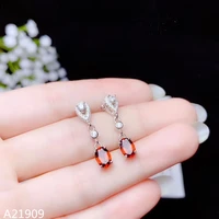 kjjeaxcmy boutique jewels 925 sterling silver inlaid natural garnet gemstone earrings support detection luxury new style