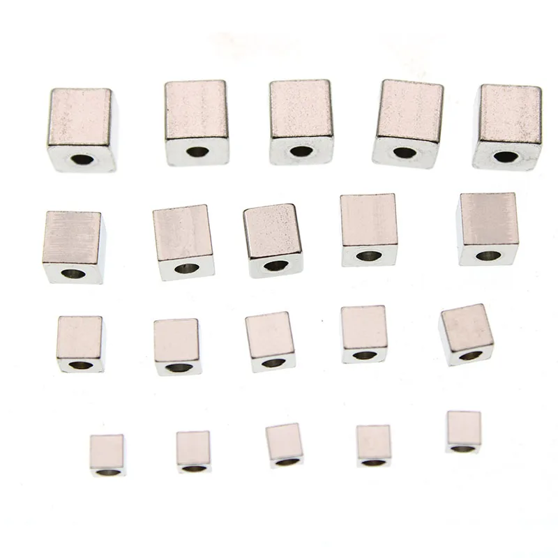 50 шт 3 4 5 6 мм квадратная форма из нержавеющей стали разделительные бусины для