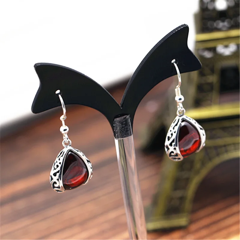 

100% S990 Sterling Silver Earrings Fashion Retro Luxury Hollow Drop Zircon Earrings Beautiful Women's Charm Earrings 15mm