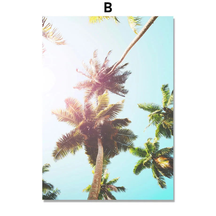 Оранжевый пляж автомобиль кокосовое дерево ананас ракушки настенное Искусство