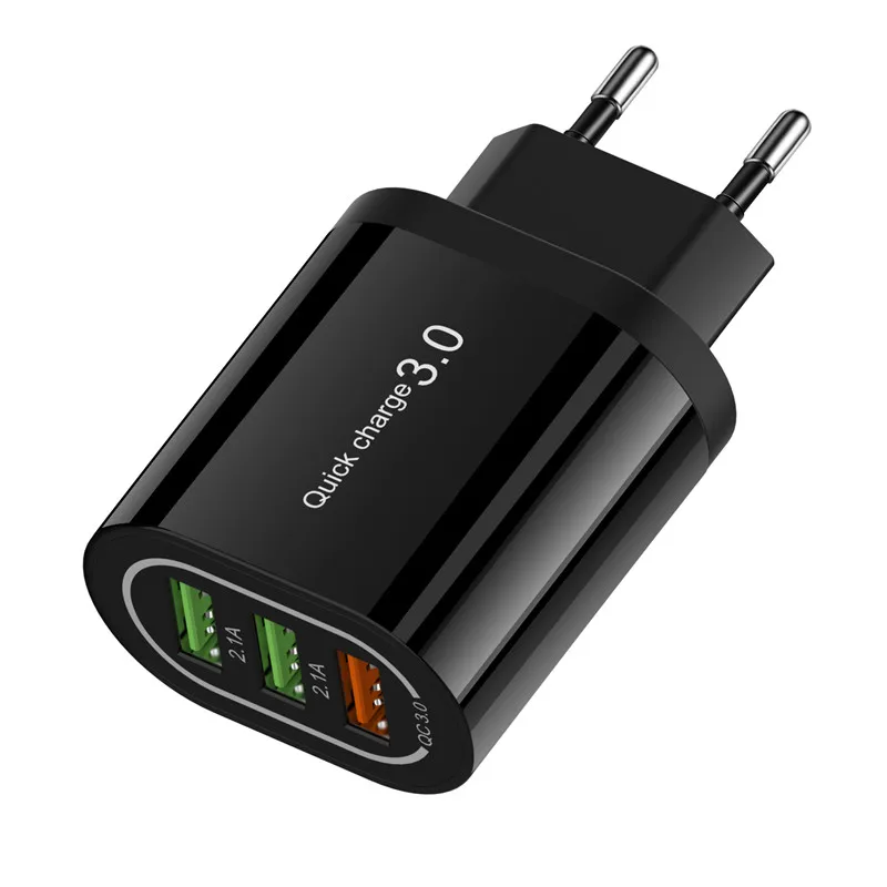 18 Вт Быстрая зарядка 3,0 USB зарядное устройство 3 порта QC3.0 Быстрая зарядка для iPhone 11 11Pro Max samsung S10 huawei P30 настенное зарядное устройство адаптер - Тип штекера: Black EU Plug