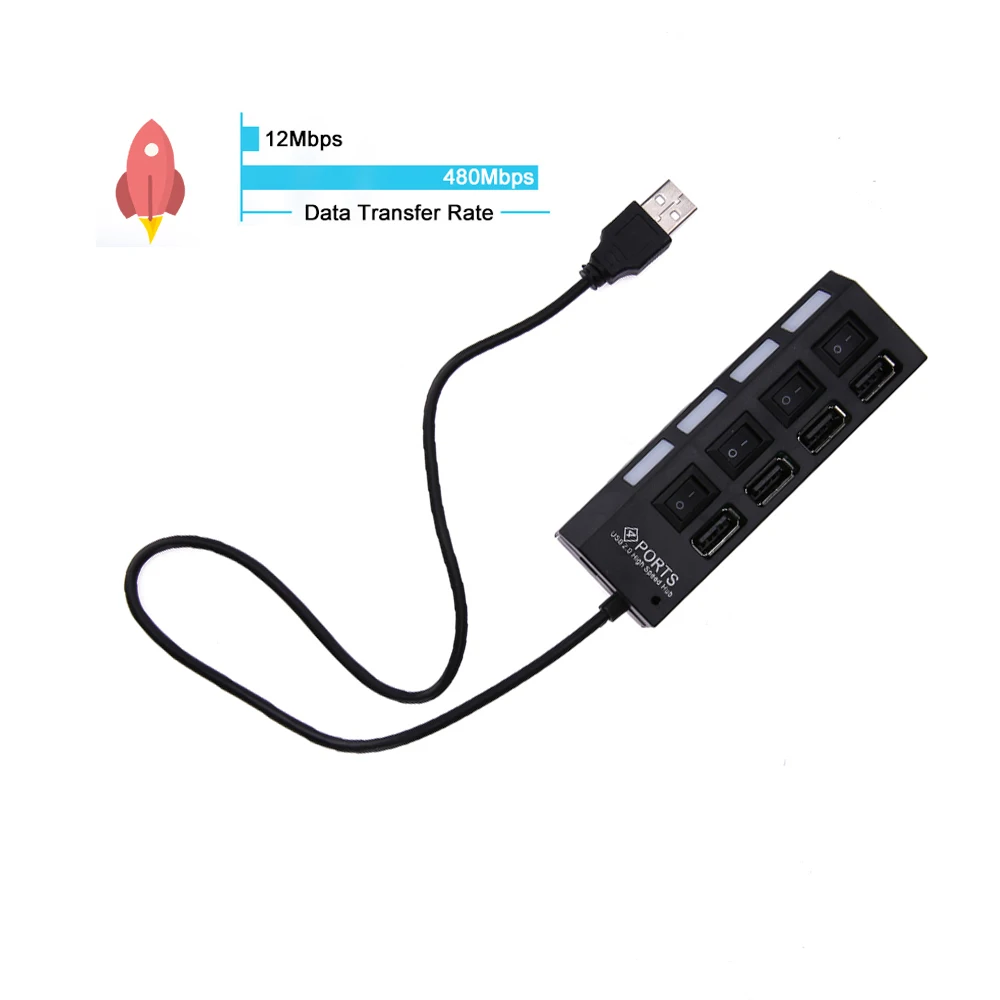 Разветвитель USB 4/7 в 1 2 0 30 см кабель
