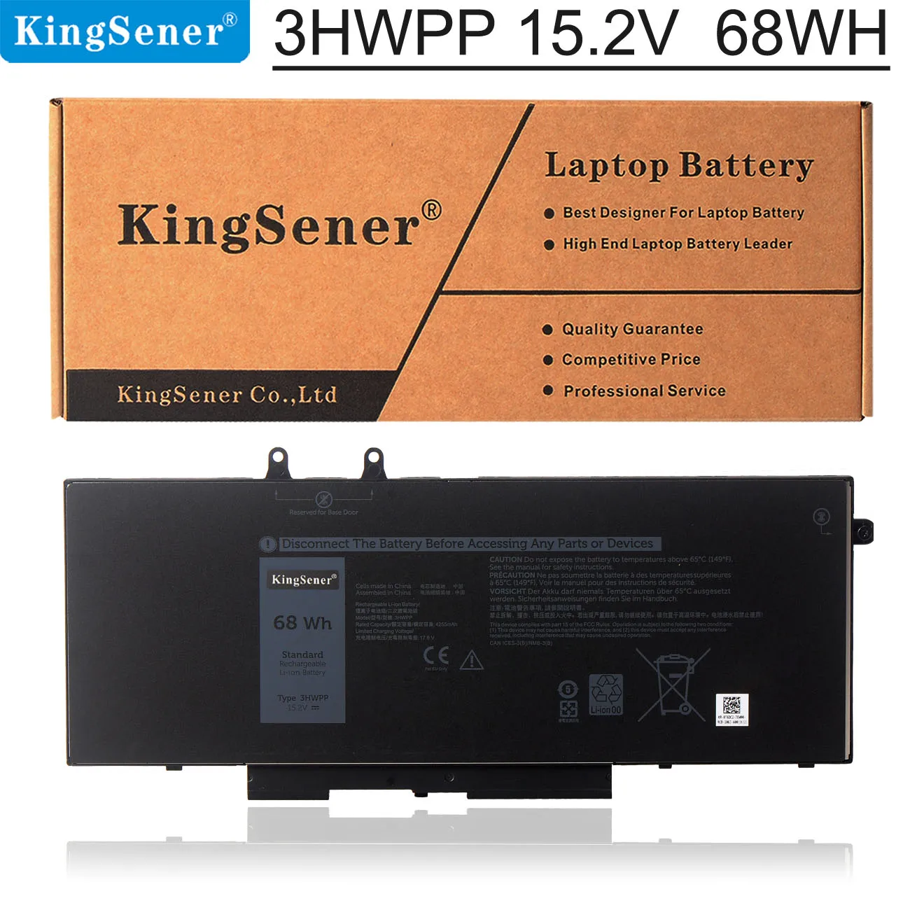 

KingSener 15.2V 68WH 3HWPP Laptop Battery For Dell Latitude 5401 5501 5411 5410 5511 3541 Series Notebook P80F003 P98G003