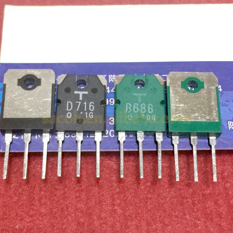 

10Pairs 2SB686 B686 + 2SD716 D716 TO-3P 8A 100V Silicon PNP Power Transistor