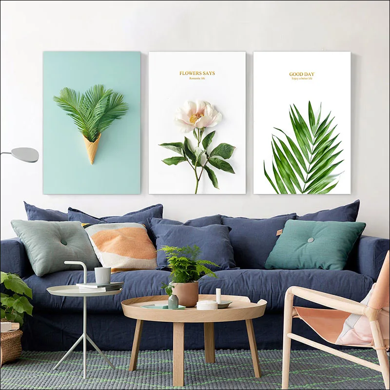 

modern Green plants still life Home decoration painting DIY Frame mural Log frame wall frame letter painting posters aesthetic