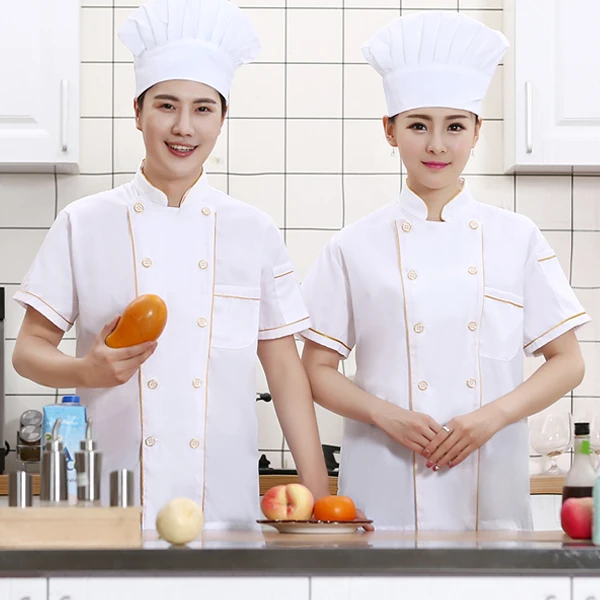 Мужской и женский Ресторан пекарня Барбекю Куртка Кухня Повара Униформа двубортный дышащий шеф-повара Пальто Фартук Рабочая одежда - Цвет: Style2 Short Jacket