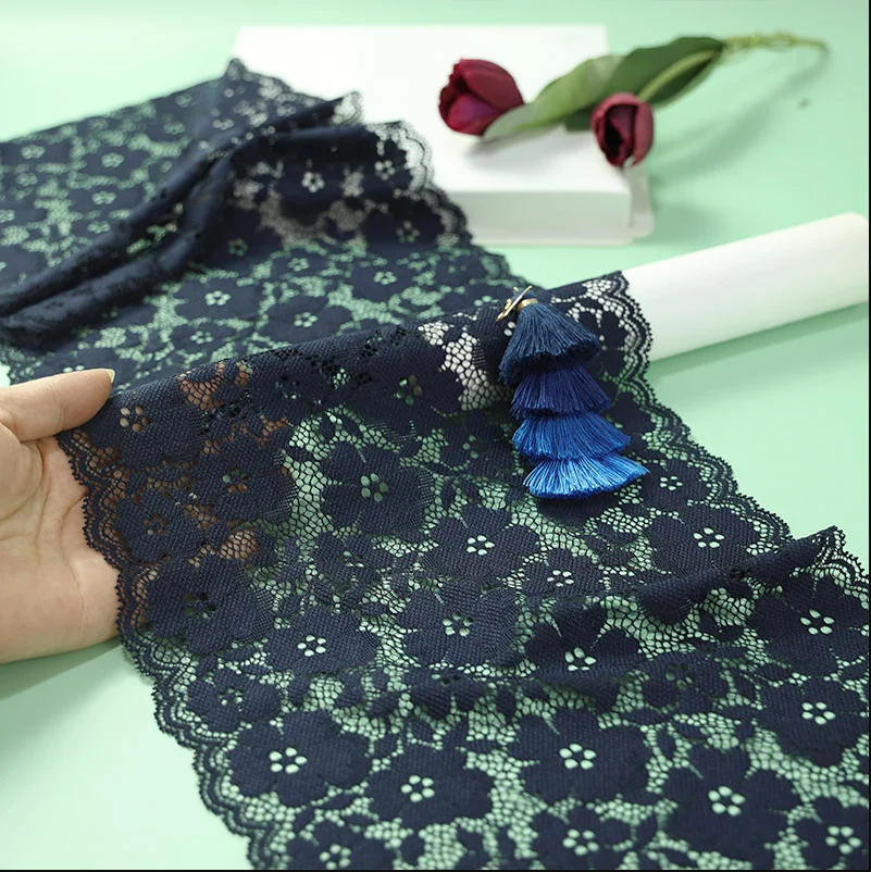 1 метр темно-синяя эластичная кружевная лента из эластичной ткани отделка