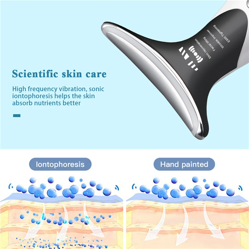 CkeyiN ультразвуковая вибрация Ems массажер для шеи жара лифтинг лица средство