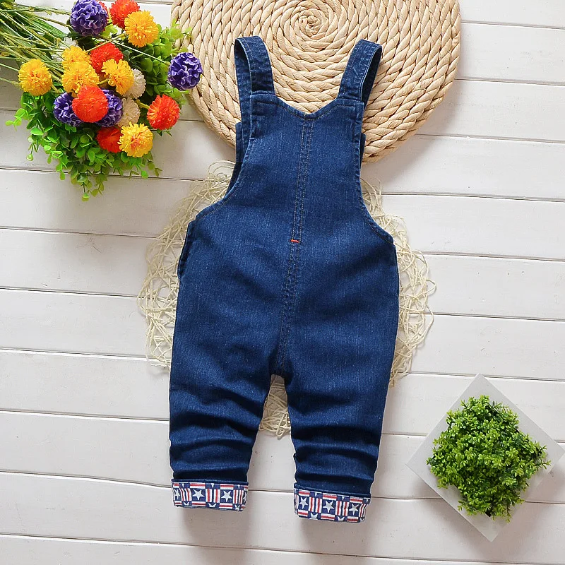 Детский джинсовый комбинезон IENENS длинный с рисунком медведя для маленьких