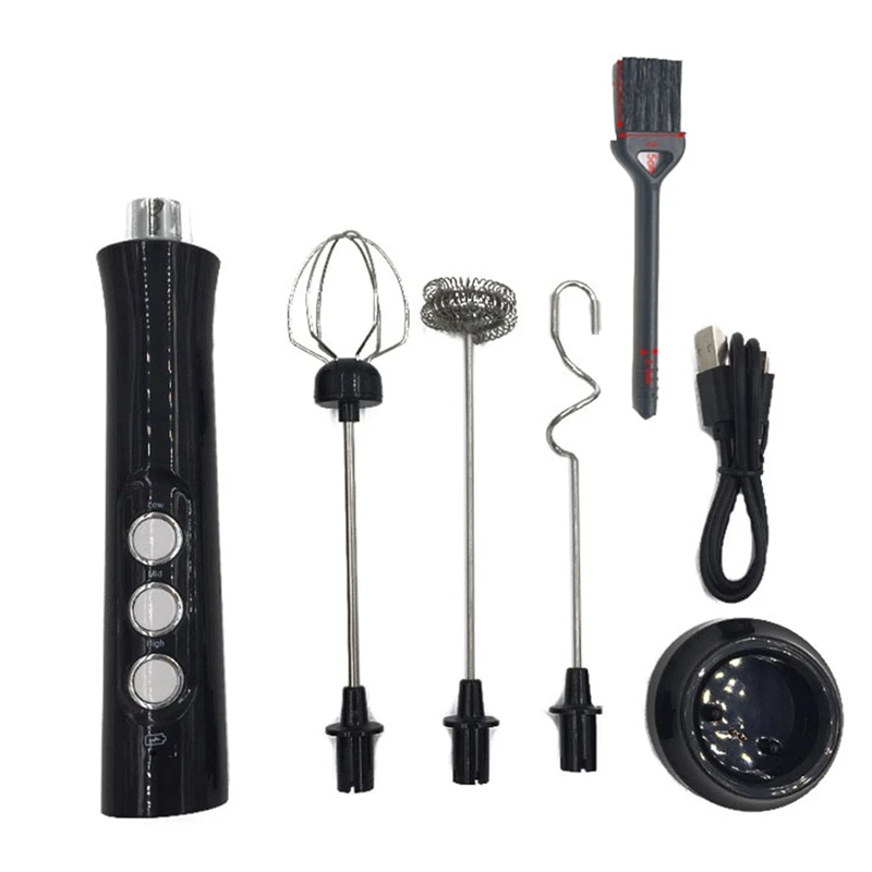 

Ручной Электрический вспениватель молока с 3 отдельными скоростями, прочный венчик из нержавеющей стали для приготовления латте кофе и кап...