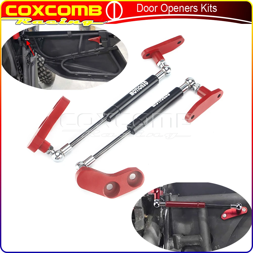 

Black/Red Rear Door Openers Kits Billet Aluminum Automatic Door Strut Bar For For Can-Am Maverick X3 & X3 Max 4x4 2017-2020