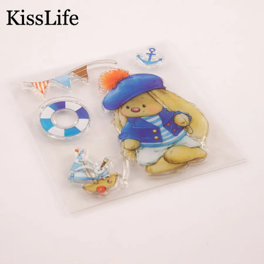 1 Sheet Cute Rabbits Swimming Laps Ship Clear Ribber Stamps for Scrapbooking Card Making Christmas Album Decors | Дом и сад