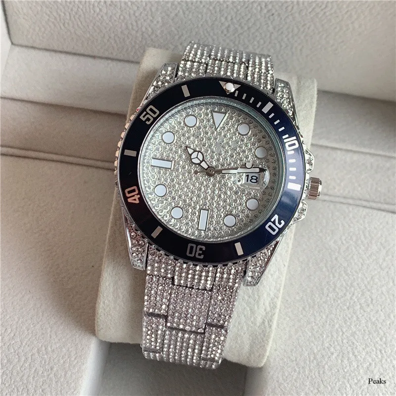 

2021New Top Brand Watch Fashion Full Diamond Three Needles Wrist Quartz Watch Trendy Business Watch High Quality Rolexable Watch