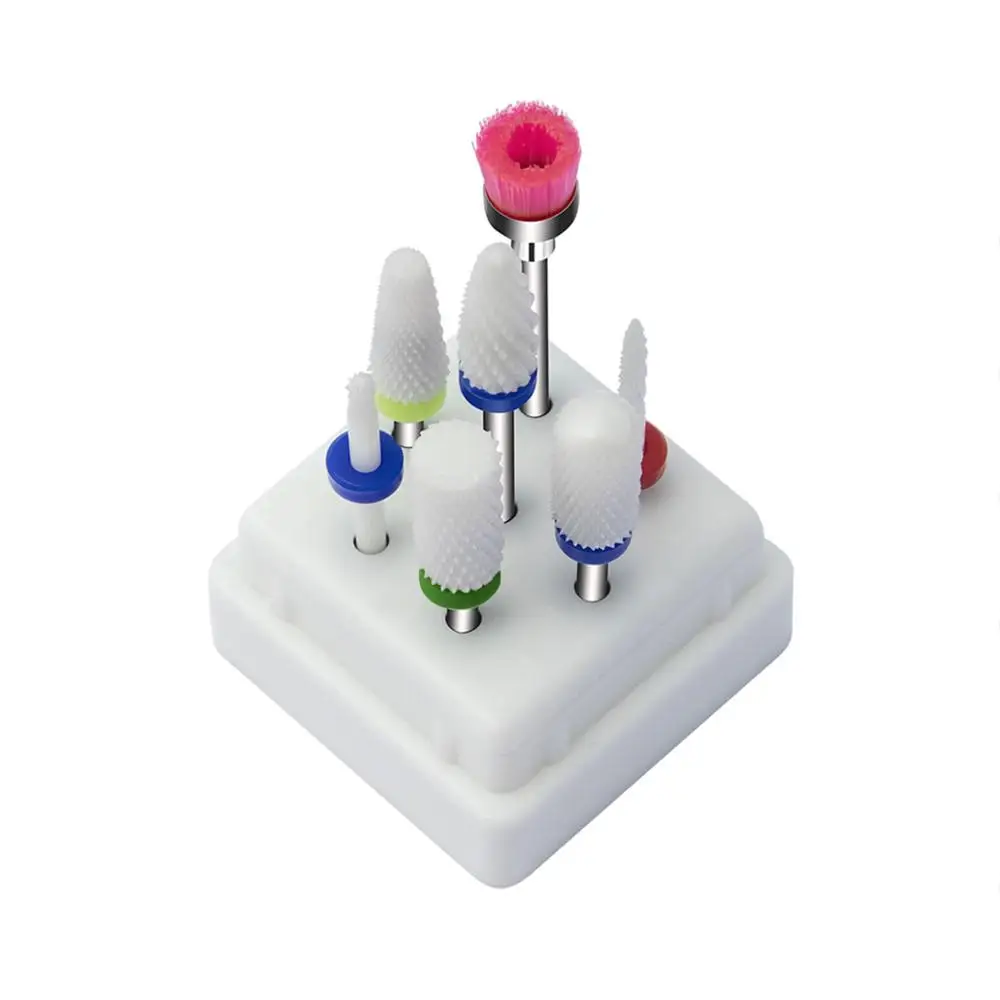 Набор керамических фрез для ногтей 7 шт. с коробкой фрезы принадлежности