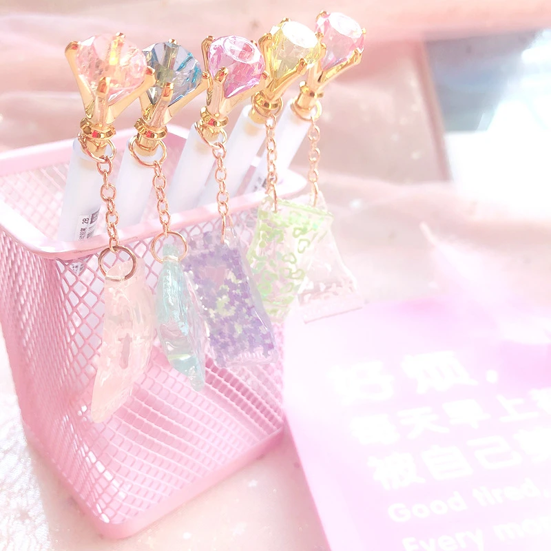 

1 PCS Cute Cartoon Diamond Candy Pendant Press Automatic Mechanical Pencil School Office Supplies Student Stationery