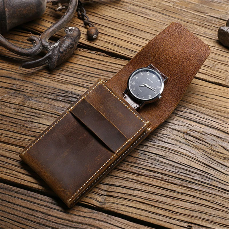 

Soft Cow Leather Watch Box Luxury Pouch Portable Organizer Bag Travel Watch Bag Protective Cover 1-Slot
