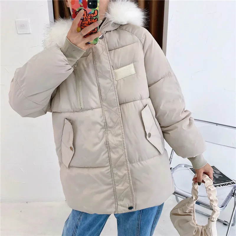 

Za 2020 Winter Jacket Women Padded Zip Coat Long Sleeve Pocket Hooded Padded Woman Jacket Ladies Puffer Cotton Warm Casual Coat