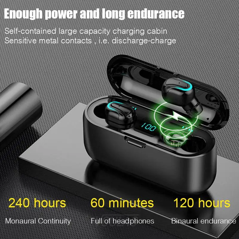 Беспроводные наушники DishyKooker TWS bluetooth со светодиодным дисплеем стереозвук с