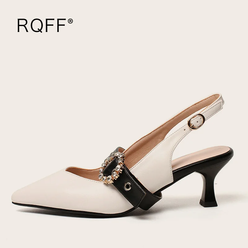 

Women Sandals 2021 New Fashion Pointed Closed Toe Buckle Strap Office Lady Mature Dress Thin diamond High Heels Shoes Plus Size
