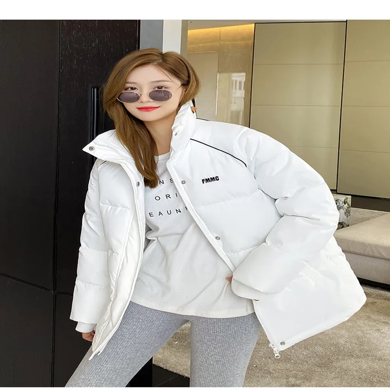 Women Clothing Winter Oversized Jacket Fashion Solid Stand Collar Thick Warm Padded Coat Casual Winter Outwear Jacket Parkas