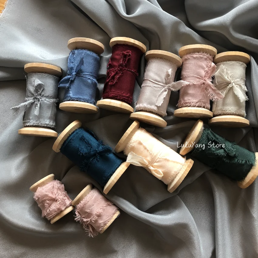 25 50 мм шелковая потертая лента ручной работы для свадебного букета приглашение