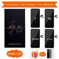 5pcs aaa for iphone x xs max 11 por hex lcd display touch screen digitizer assembly replacement perfect repair no dead pixel
