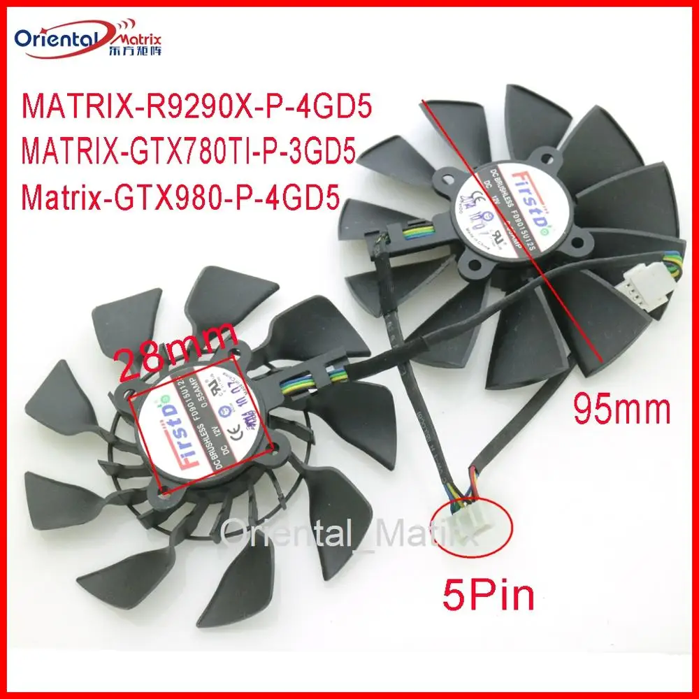 Оригинальный видеовентилятор FD9015U12S T129215SU 95 мм для ASUS MATRIX R9 280X 290X GTX780TI GTX980 GTX970