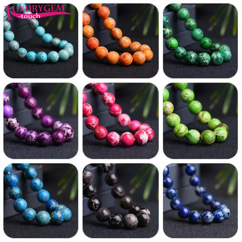 

Natural Imperial Jaspers Stone Smooth Round Loose Spacer Beads 4/6/8/10/12mm DIY Jewelry Accessories 38cm sk107