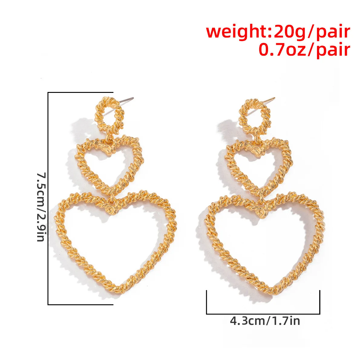 

Double Layer Heart Vintage Simple Earrings Summer Women Fashion Jewelry Ear Rings Women Luxury Brincos Diferentes Bijoux Femme